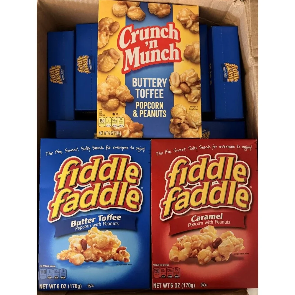 Fiddle Faddle & Crunch ’n Munch Popcorn Variety (LOT of 12 ) 6 oz Boxes 3 each